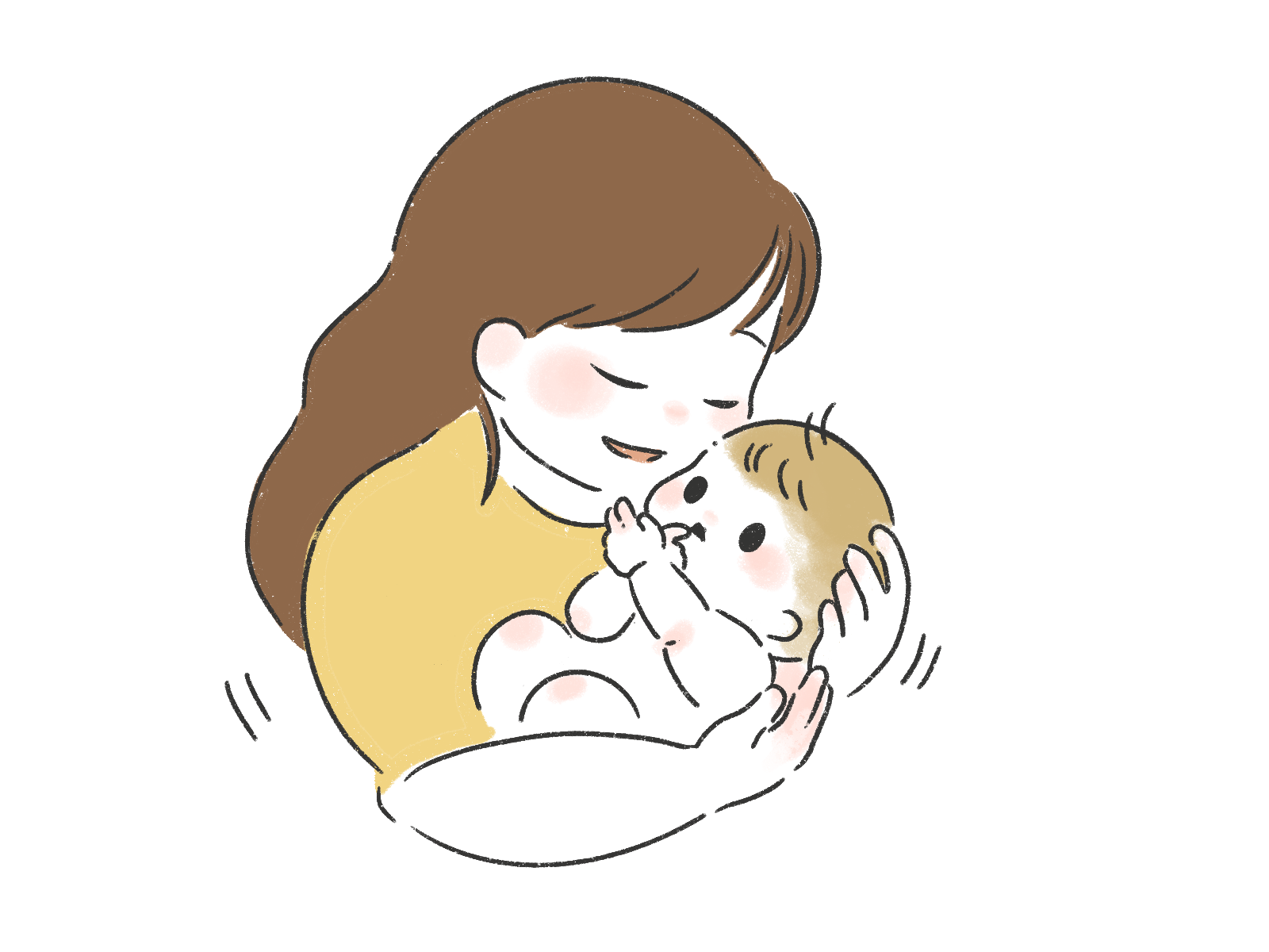 赤ちゃんに優しく話しかける親子の様子