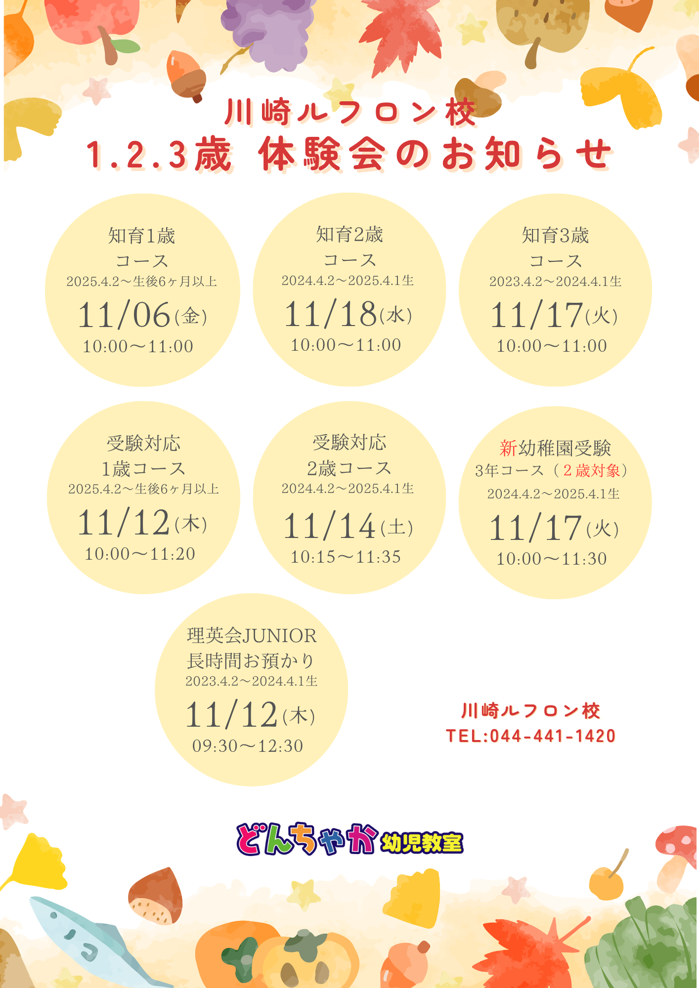 どんちゃか幼児教室 川崎ルフロン校 2026年11月低学年体験会